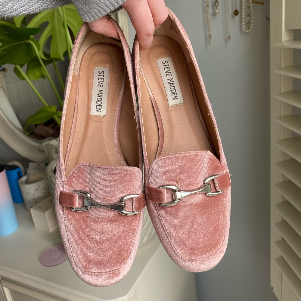 Steve Madden Velvet Pink Loafers